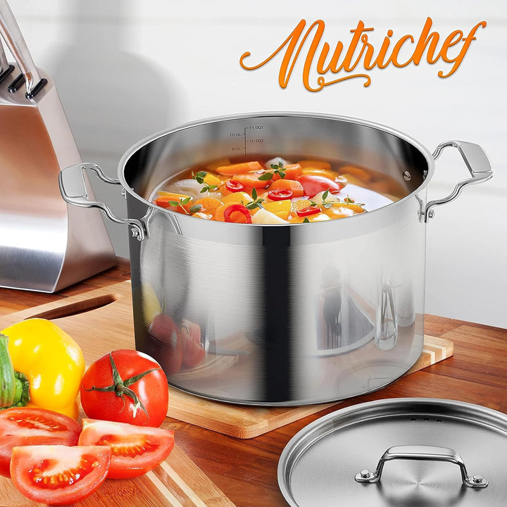 NutriChef Kochtopf Gross, 11L- Ø 28cm, Suppentopf Edelstahl Induktion für Alle Herdarten Geeignet, S