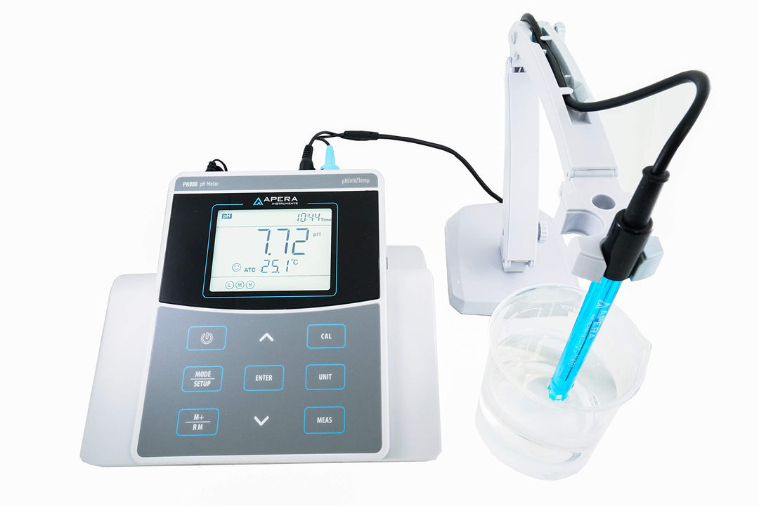 Apera Instruments PH800 Labor-/Tisch-pH-Messgerät (Inklusive 201T-F pH-Elektrode mit integrierter Te