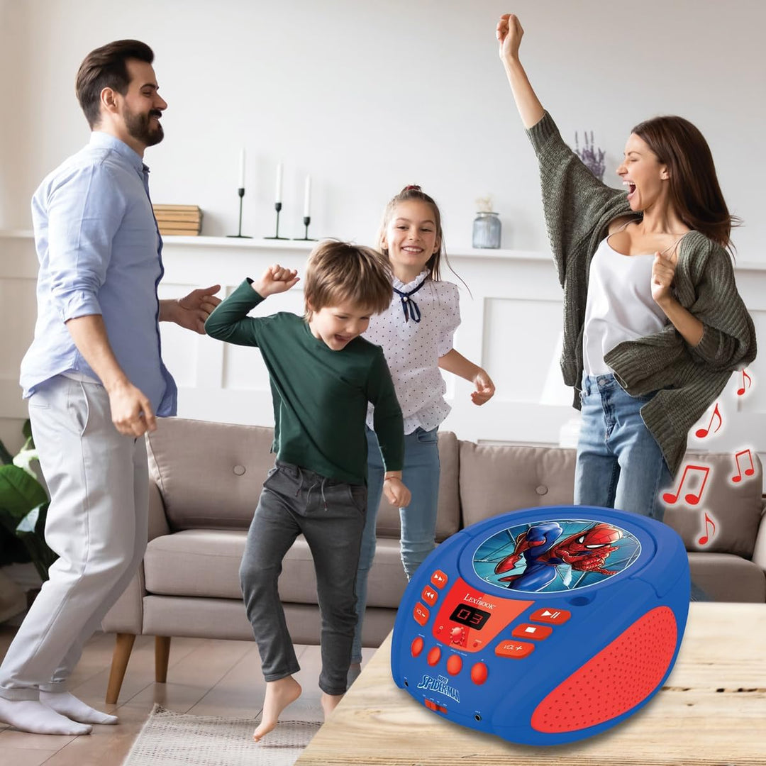 Lexibook - Marvel Spider-Man - Bluetooth-CD-Player für Kinder - Tragbar, Lichteffekte, Mikrofonbuchs