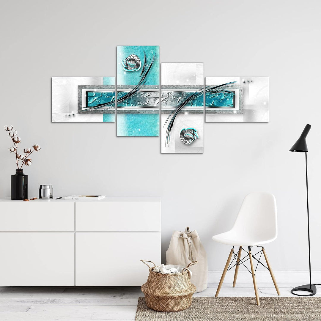 Runa Art Bild XXL 4 Teilig Abstrakt 200 x 100 cm Kunstdruck auf Vlies Leinwand Wanddeko Wohnzimmer S