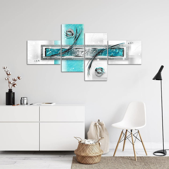 Runa Art Bild XXL 4 Teilig Abstrakt 200 x 100 cm Kunstdruck auf Vlies Leinwand Wanddeko Wohnzimmer S