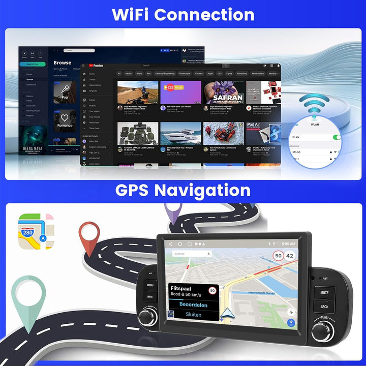 Android 15 Radio für FIAT Panda 2013-2020 2+64G mit Wireless CarPlay Android Auto, 7 Zoll Bildschirm