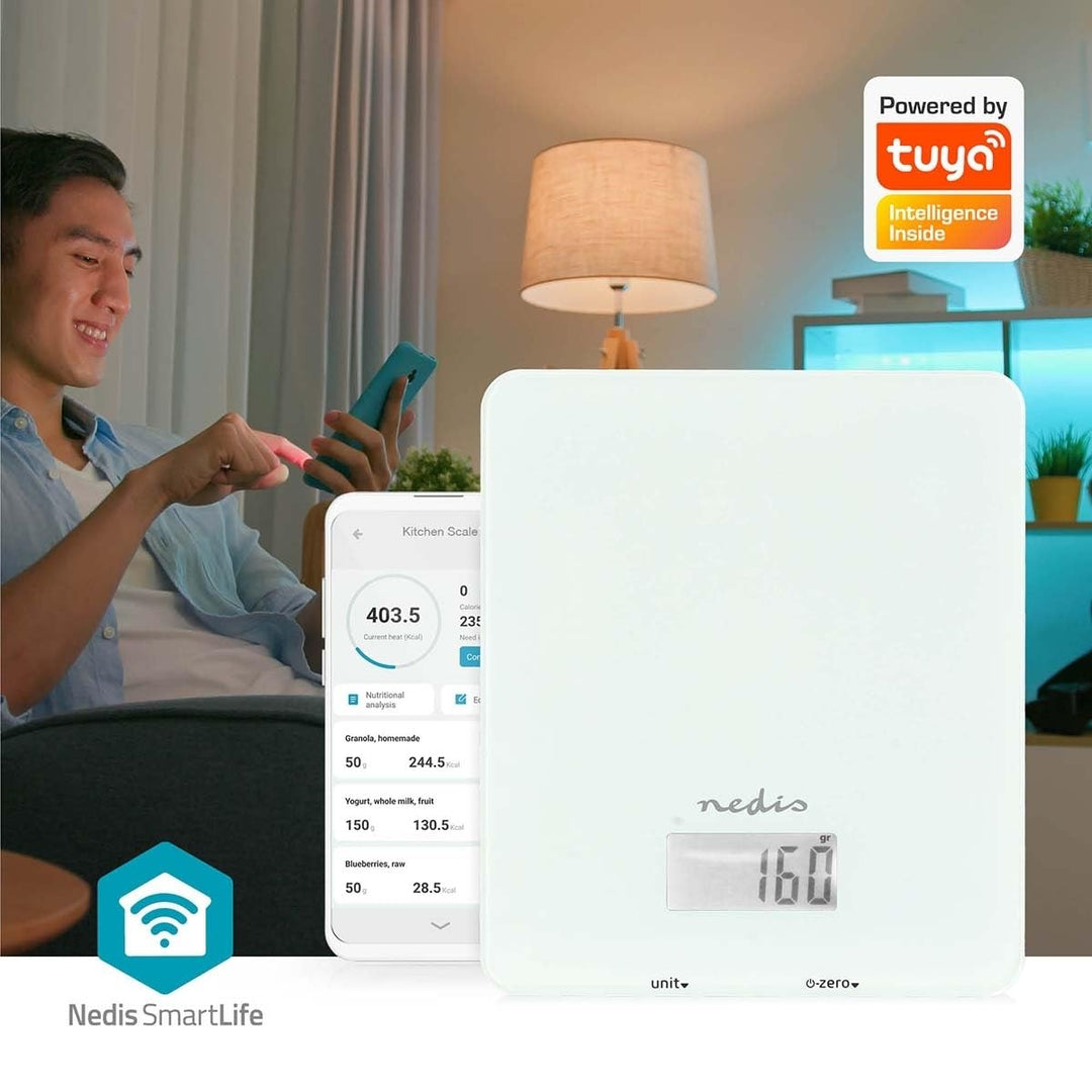 SmartLife Küchenwaage - Bluetooth - Glas/Kunststoff - Weiss