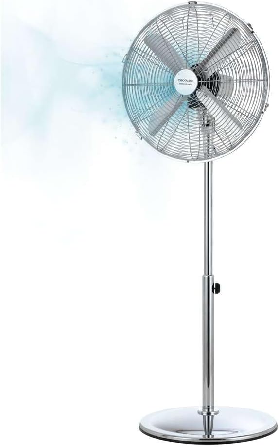 Cecotec Standventilator EnergySilence 620 Retrostyle. 50 W, Chrom-Finish, 16 Zoll Durchmesser mit 4