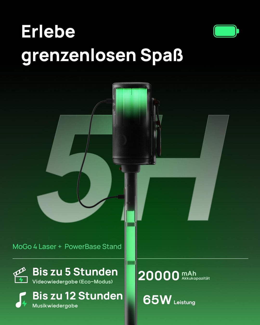 XGIMI MoGo 4 Laser Mini Beamer Set mit Akku – Smart Outdoor Heimkino mit PowerBase-Ständer, 5h Laufz