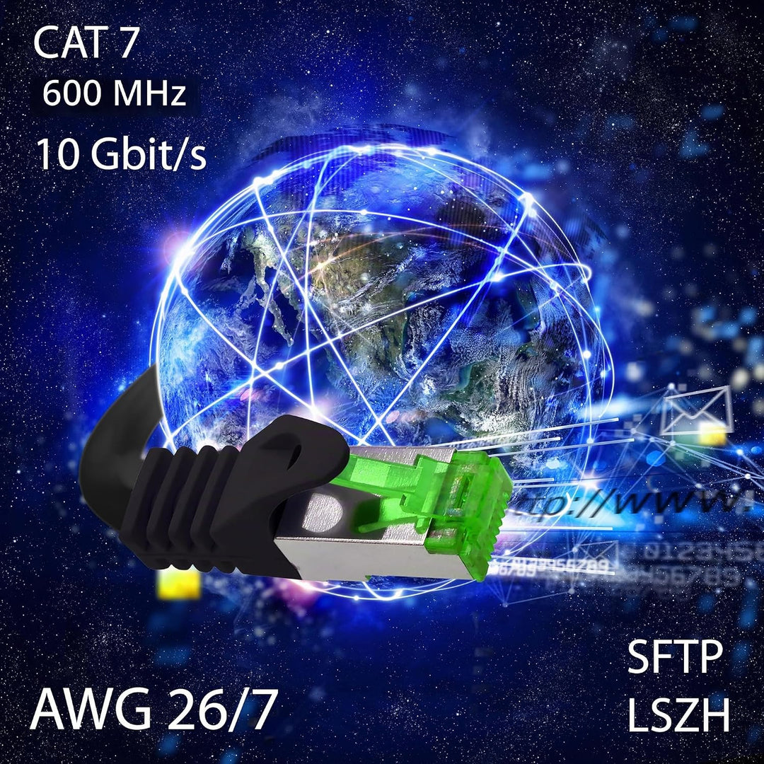 1aTTack.de 0.5 M Cat.7 Netzwerk-Kabel 10 Stück Cat7 Patch-Kabel Lan-Kabel Ethernet RJ45 10 Gbit/s (A