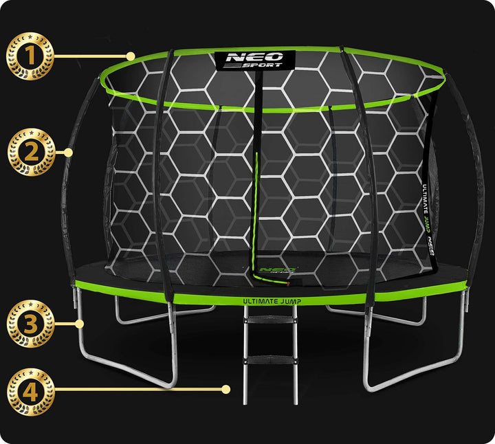 Neo-Sport Trampolin Outdoor Kinder Gartentrampolin Sicherheitsnetz Innen Leiter Gepolsterte Stangen