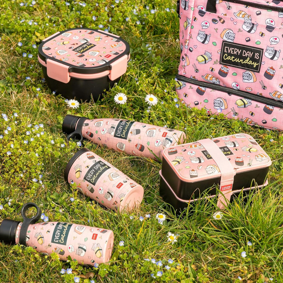 Legami – Lunchbox, 3 Besteckteile inklusive, Sushi Cat, Behälter, Fassungsvermögen 1200 ml, auslaufs