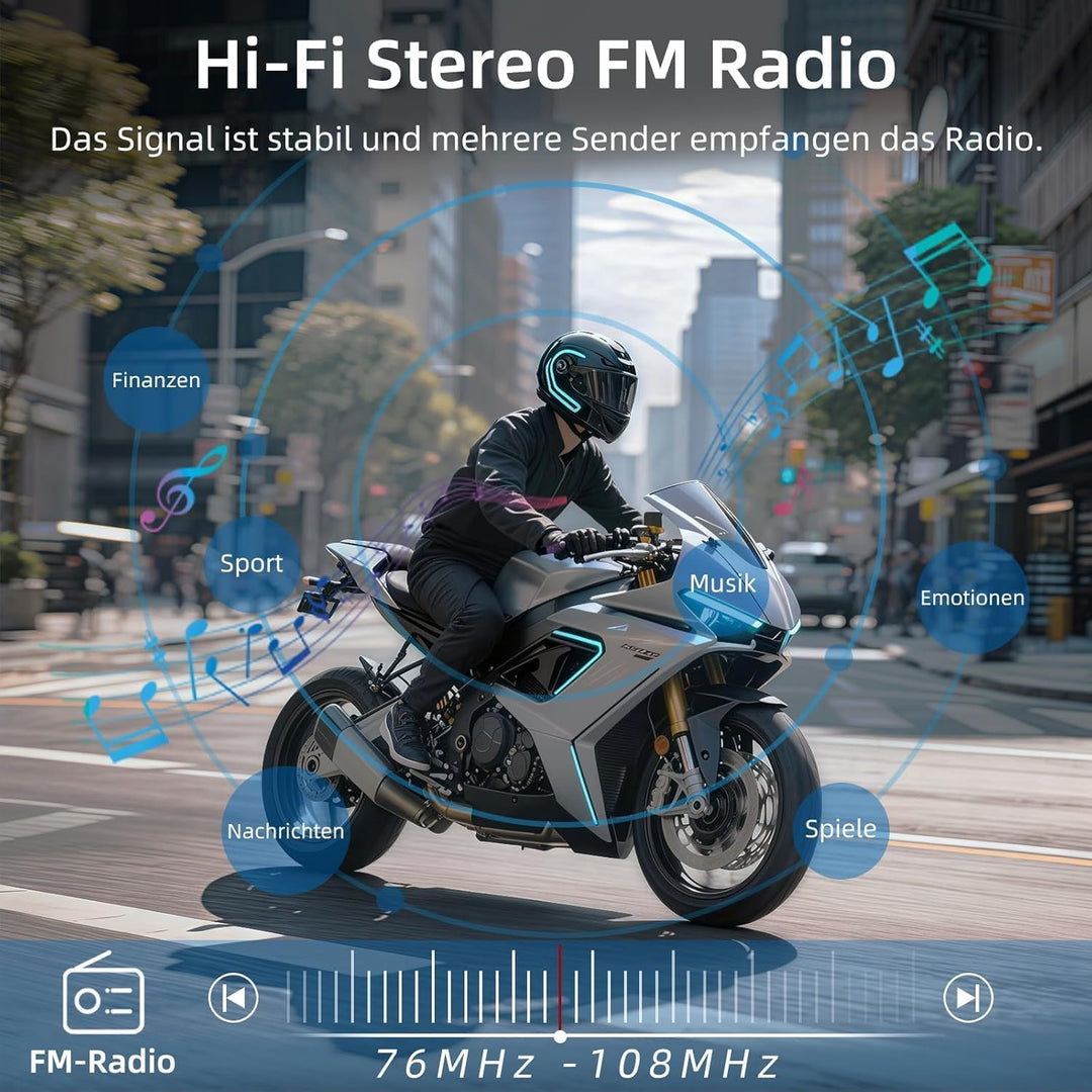 X2 Motorrad Intercom, Integriertem Intercom System, Motorrad Bluetooth Headset für bis zu 4 Motorräd