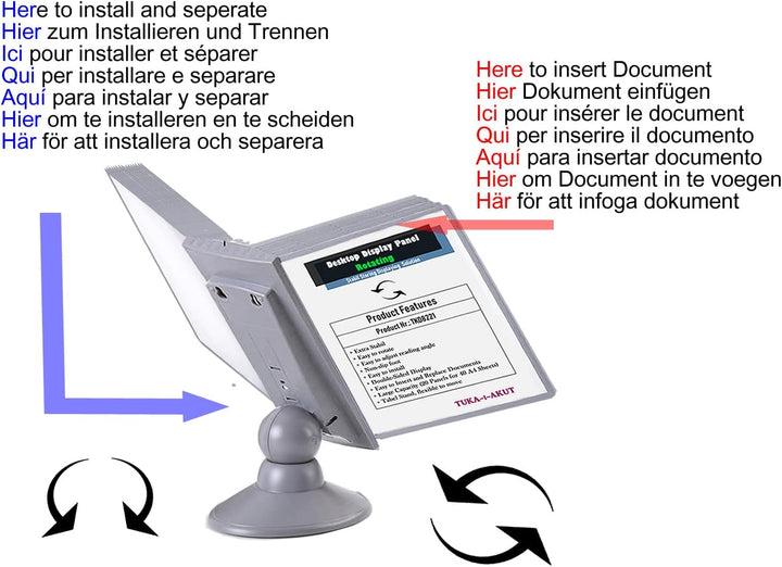 TUKA-i-AKUT 20 Sichttafeln Tisch-Sichttafel Aufsteller 360° Drehbar und Neigungswinkel Verstellbar,