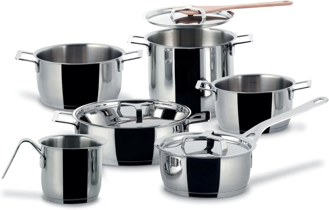Alessi Pots&Pans, Topf (AJM100/20), (AJM101/16), Kasserolle mit Zwei Griffen (AJM101/20), Milchkocht