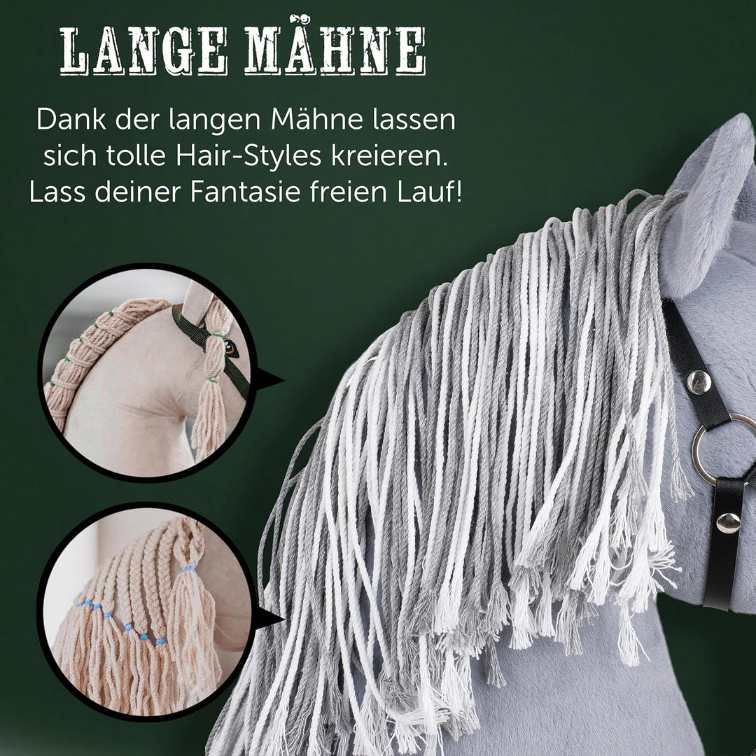 Pink Papaya Hobby Horse, mit Halfter und Trense Ronja, Steckenpferd fürs Hobby Horsing, Pferd zum Re