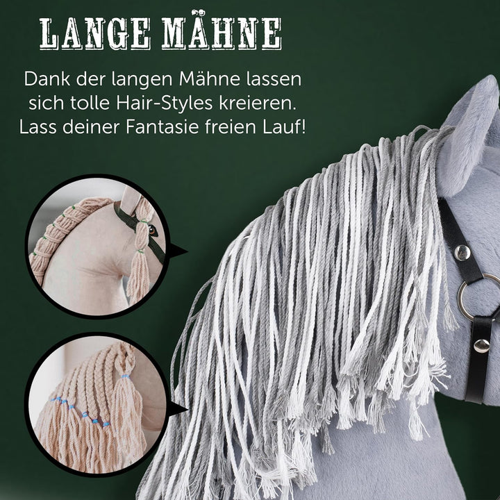 Pink Papaya Hobby Horse, mit Halfter und Trense Ronja, Steckenpferd fürs Hobby Horsing, Pferd zum Re