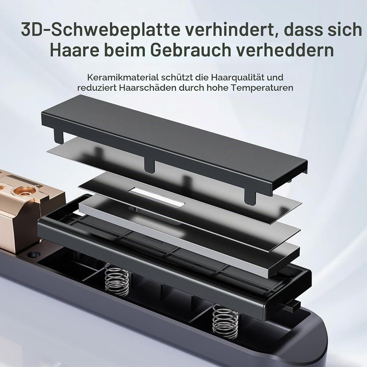 2 in 1 Glätteisen Locken und Glätten, 160°C-220°C Reise Glätteisen Kabellos 10000mAh Akku Haarglätte