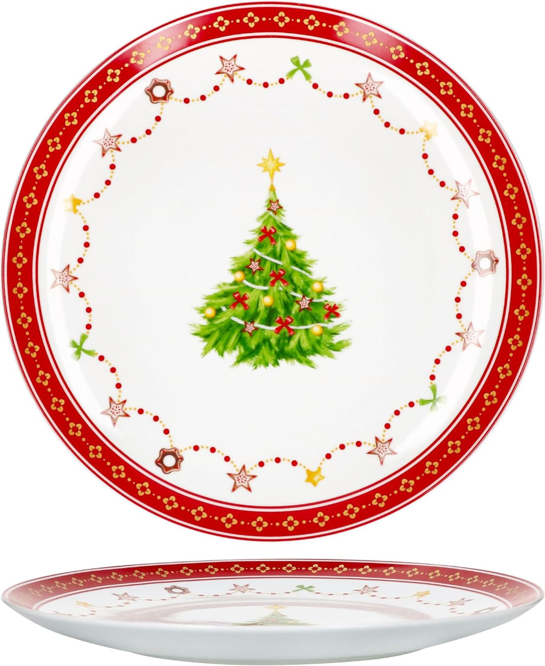 MamboCat Weihnachtstraum 6er Set Gebäckteller Ø26,8cm I grosse Porzellan-Speiseteller für 6 Personen