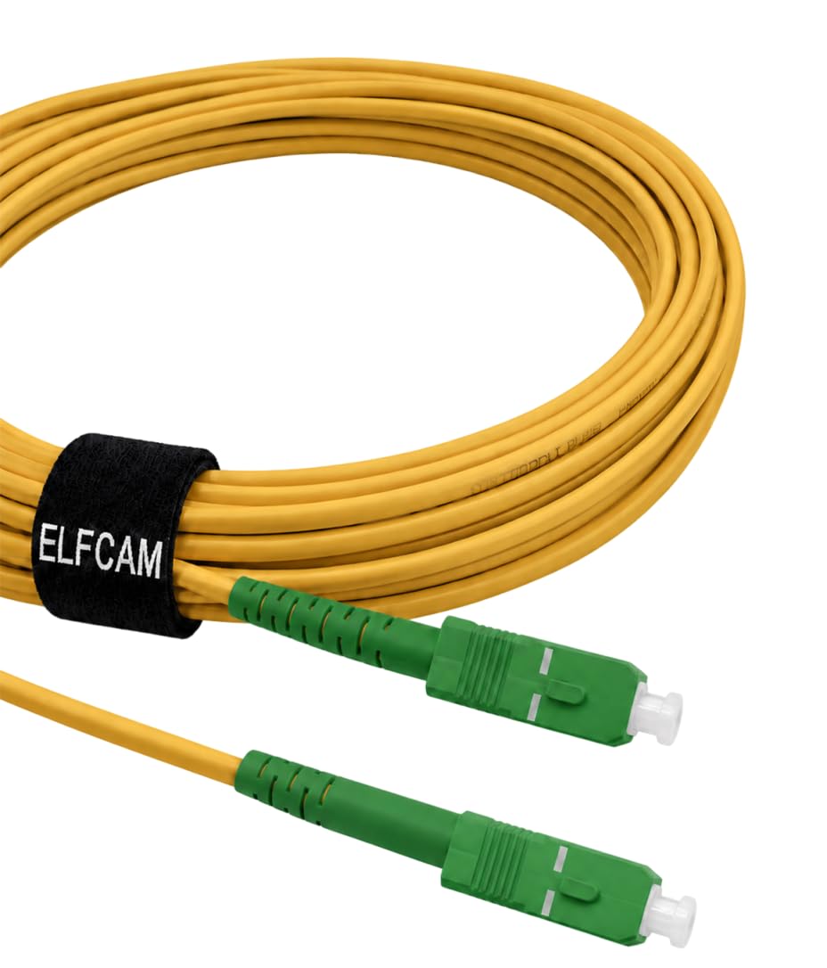 Elfcam® - 100m Glasfaserkabel SC/APC auf SC/APC Simplex Singlemode 9/125, Kompatibel mit Glasfaser b