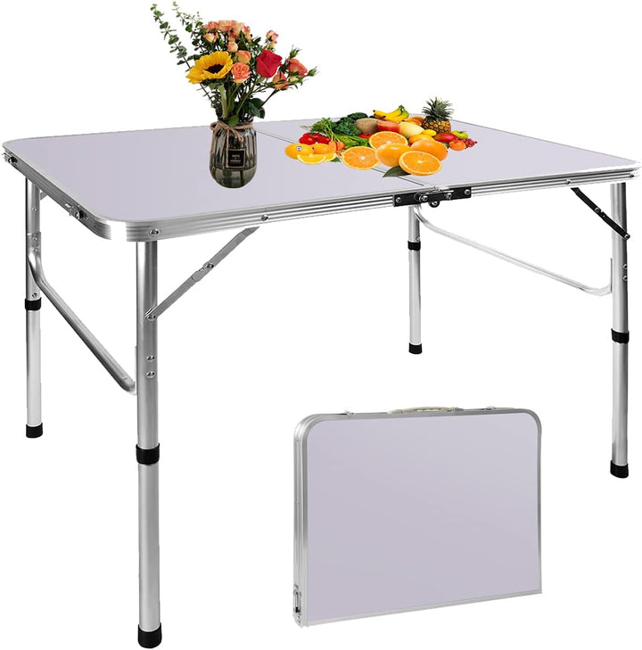 Zusammenklappbarer Camping-Picknicktisch aus Aluminium, 90 x 60 x 67 cm 90 x 60 x 37/67 cm (2 Height
