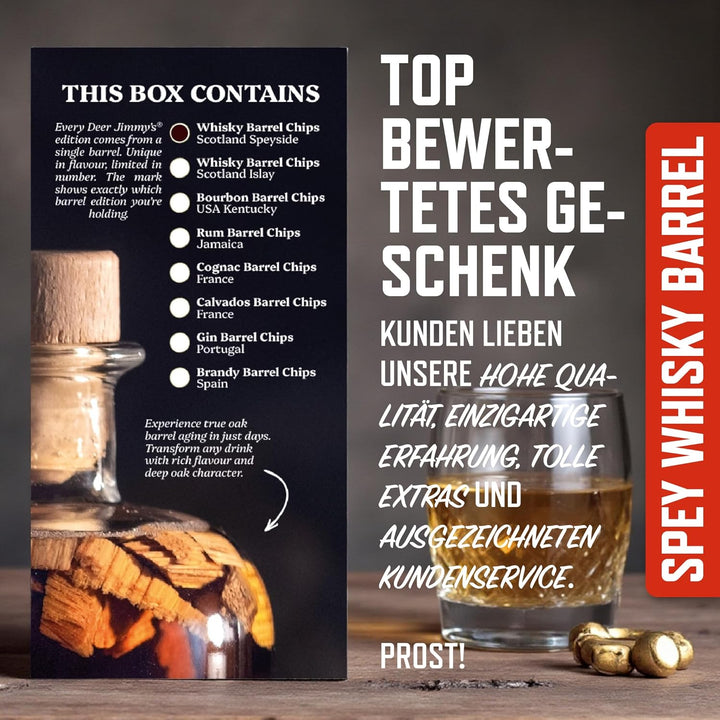 Deer Jimmy's® DIY Whisky Geschenkset – Whisky selbst Machen mit Premium Eichenholz aus schottischen