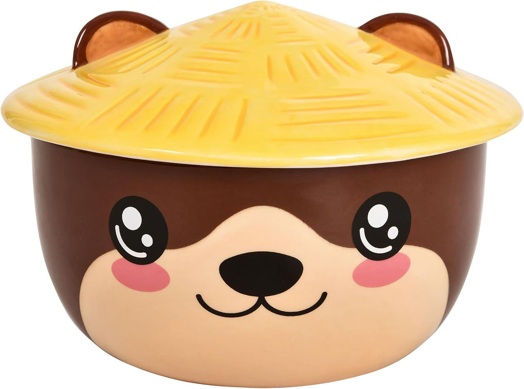 Elbenwald Otter Kawaii Schale mit Deckel für Anime Fans Ramen-Bowl Müslischale rundumbedruckt 550 ml