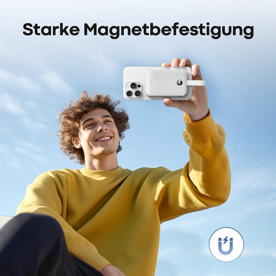 iWALK Mag Safe Wireless Power bank 10000mAh, Qi2 Zertifizierte 15W, 30W Schnellaufladung mit LED und