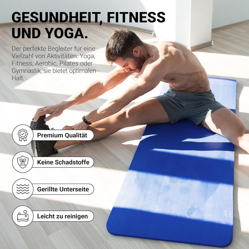 MSPORTS Gymnastikmatte Premium inkl. Tragegurt + Übungsposter + Workout App I Hautfreundliche Fitnes