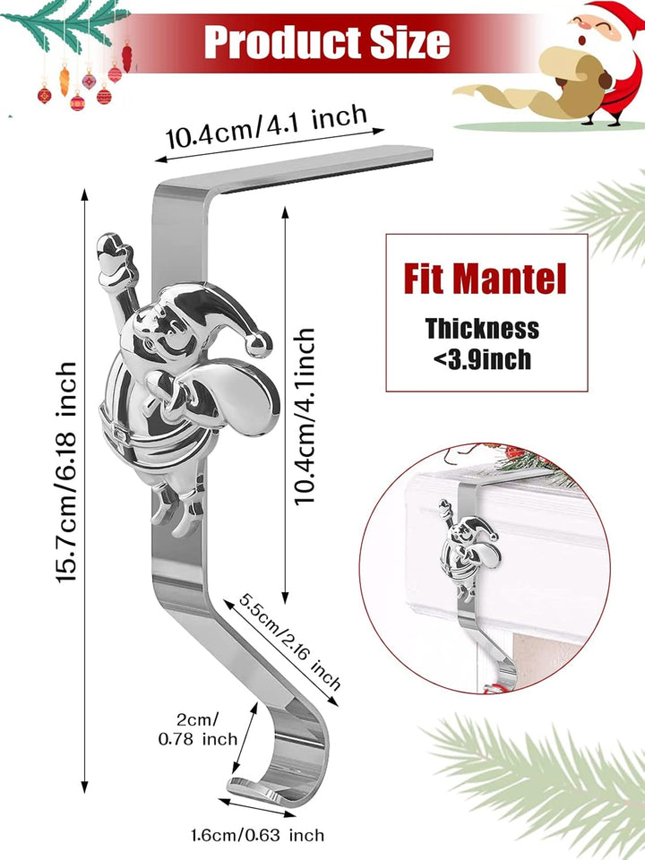 4 Stück Weihnachtsstrumpf Halter für Kamin, Kalolary 4 Stile Weihnachtsstrumpfhalter für Kaminsims R