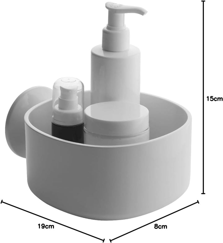 Alessi "Birillo" Flaschenbehälter für die Dusche oder Badewanne aus PMMA, weiss mit Saugnapf, 19 cm