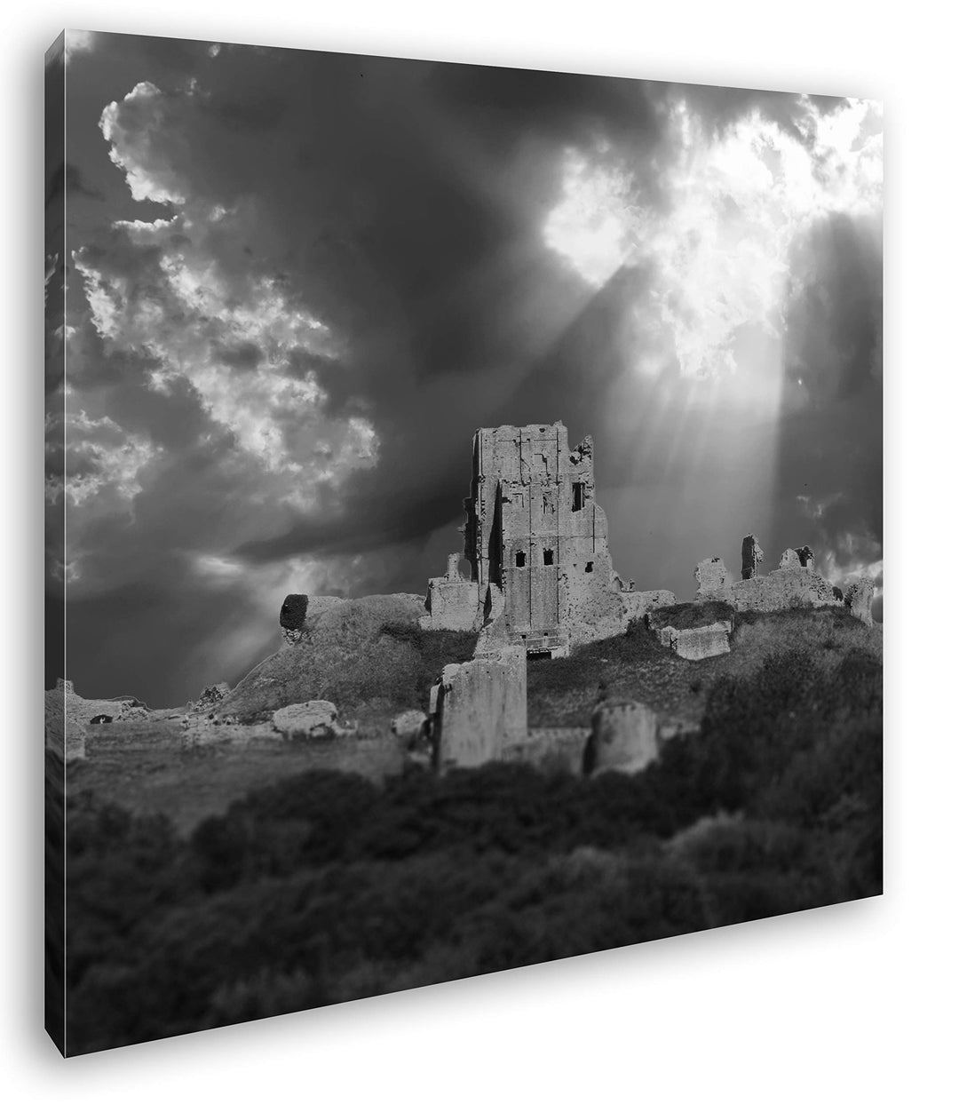 deyoli Ruine Einer historischen Burg Format: 60x60 Effekt: Schwarz&Weiss als Leinwandbild, Motiv fer