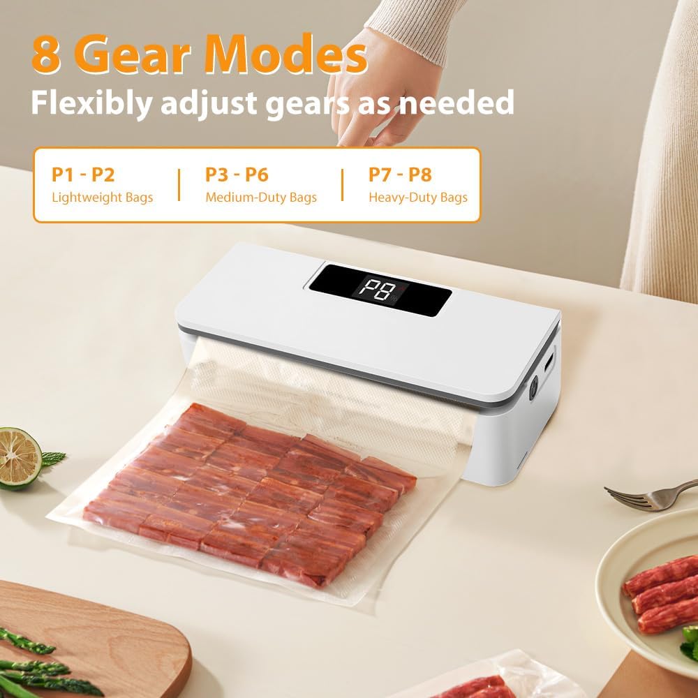 Mini Folienschweissgerät, 2 in 1 Bag Sealer, Tragbarer Heisssiegelgerät mit 8 Gängen, Mini Beutelver