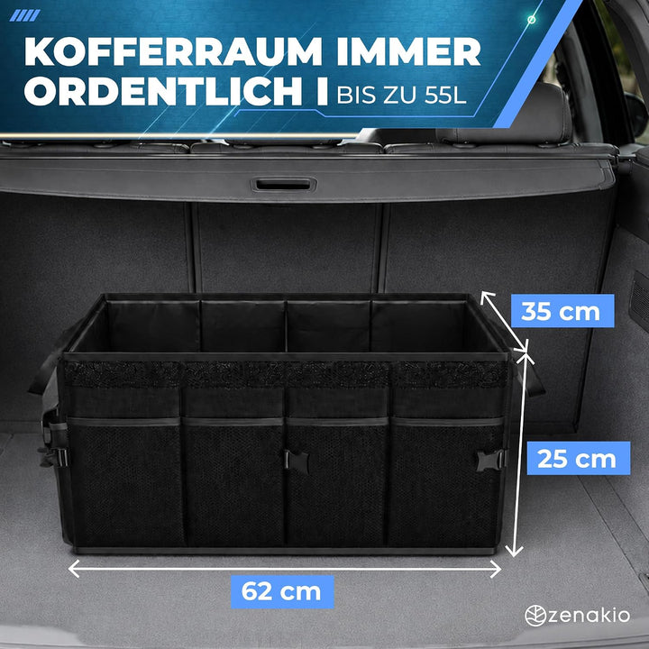 Premium Kofferraum Organizer mit Deckel - Auto Organizer Faltbar Stabil &amp; Rutschfest - Auto Kofferra