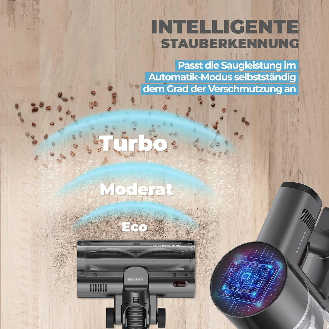 KLAMER Akku Staubsauger, 2-in-1 Staubsauger kabellos & Handstaubsauger, Akkulaufzeit bis 50 min, Akk