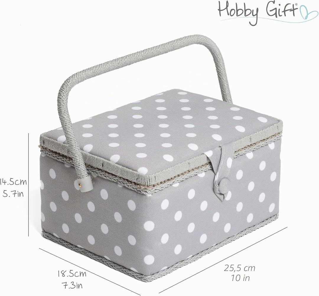 Hobbygift Nähkästchen, Baumwollmischung, Grauer Punkt, Mittelgross Grauer Fleck, Grauer Fleck