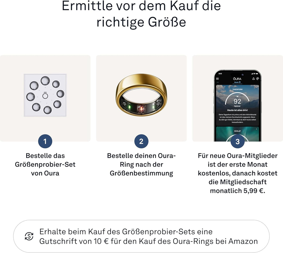 OURA Gen3 Heritage Smart-Ring - Grösse 10, Black | Wearable für Schlaf-, Herzfrequenz- und Fitnesstr