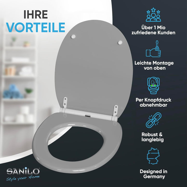 Sanilo WC-Sitz mit Absenkautomatik I Hochwertiger Toilettensitz aus Holz I Toilettendeckel in versch