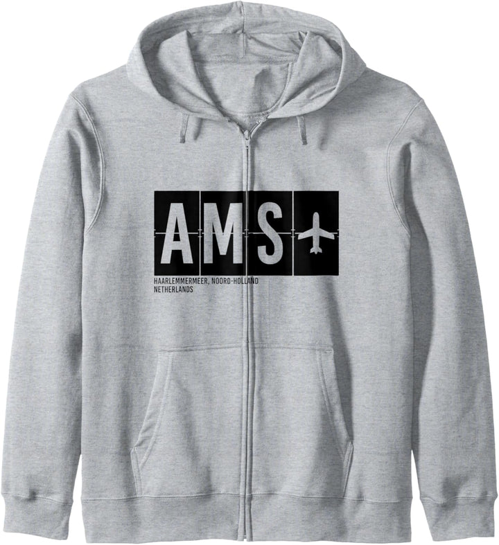 AMS Amsterdam Niederlande Flughafencode Internationale Reisen Kapuzenjacke