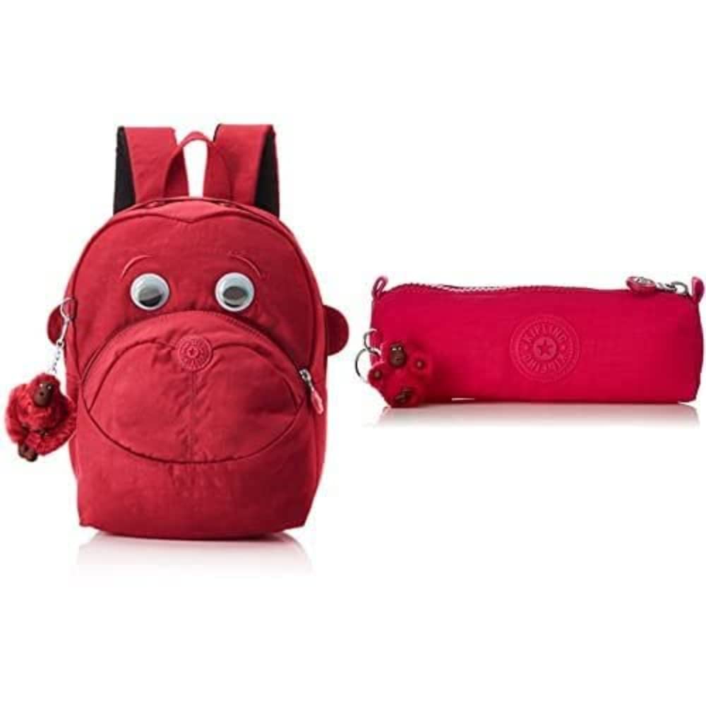 Kipling FASTER Schulrucksack, 7 Liter, True Pink + FREEDOM Federmäppchen, 1 Liter, True Pink True Pi
