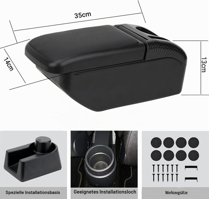 YJYWZH Compatible with Seat Ibiza 6j Armlehnen Ibiza 4 IV 2008-2016 Armlehnen Schwarz Leder Armlehne