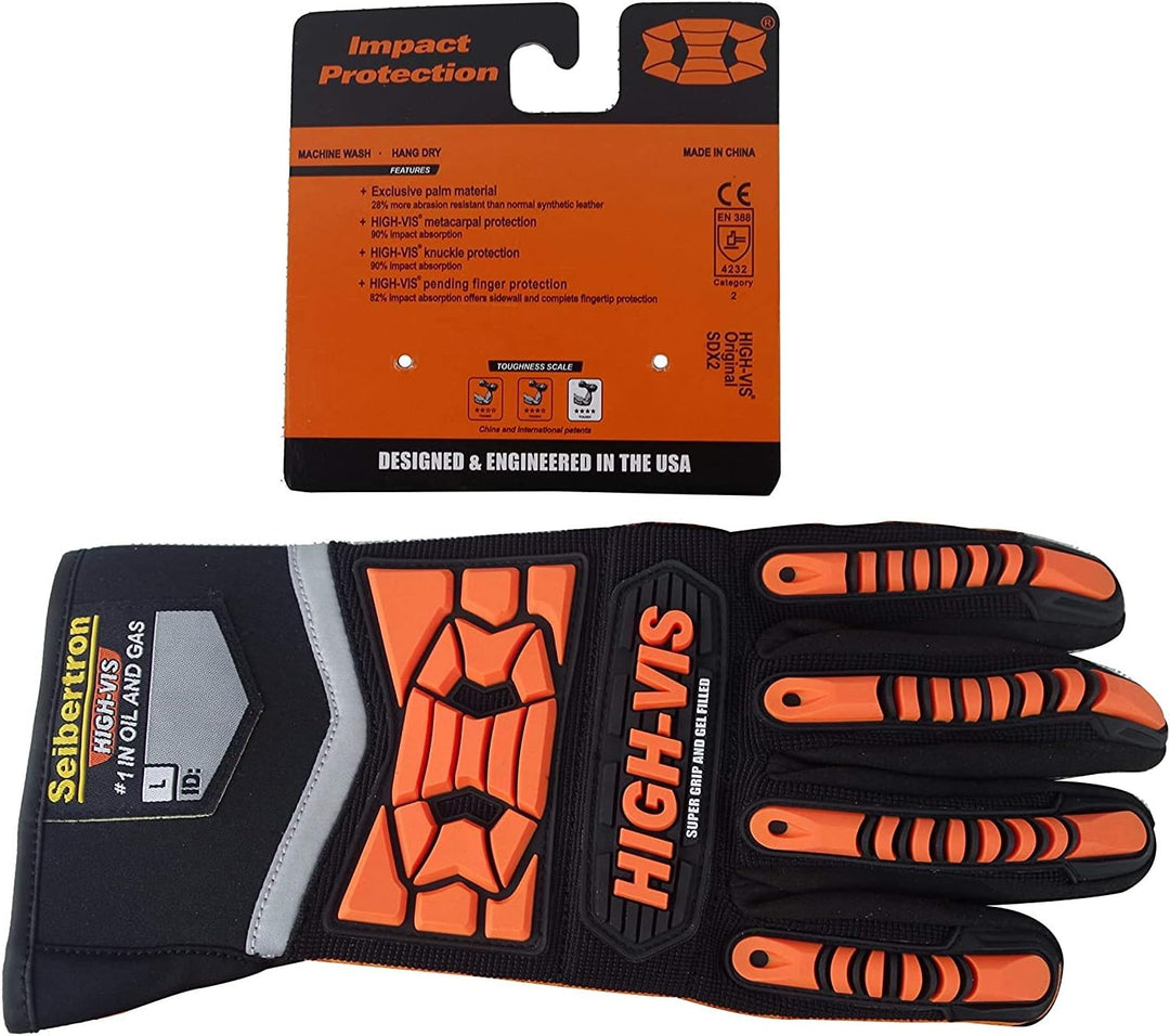 Seibertron HIGH-VIS SDXO2 Supergrip und GEL gefüllte Handschuhe mit Impact Schutz/Schlagfestes Öl ab
