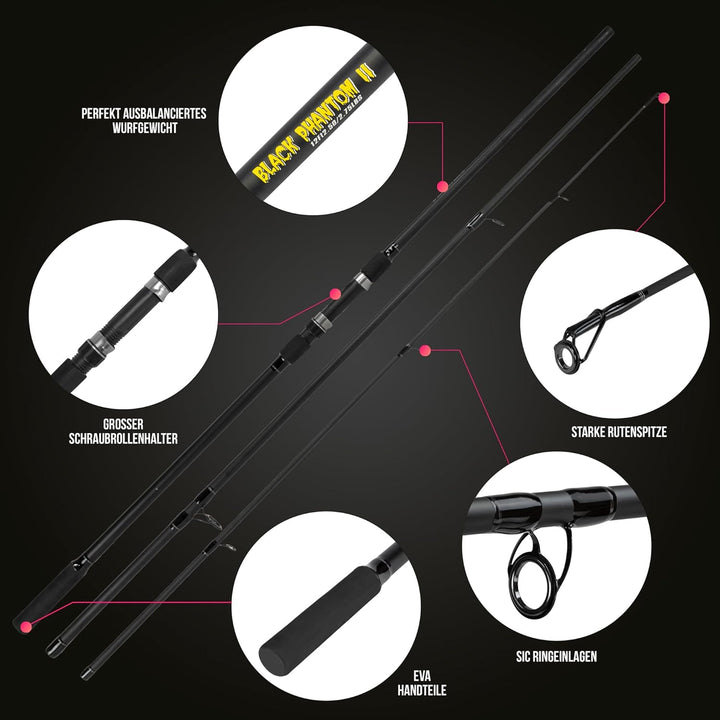 Karpfenrute Black Phantow II 3,60m 2,5-2,75lbs - Zeitloses Design, Ausgewogene Aktion