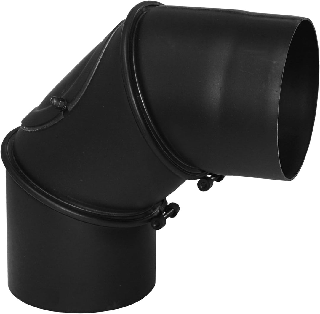 Ofenrohr Winkel drehbar 0° - 90° 3-teilig mit Tür für Kaminrohe/Raurohre/Ofenrohre mit Ø 120mm in sc