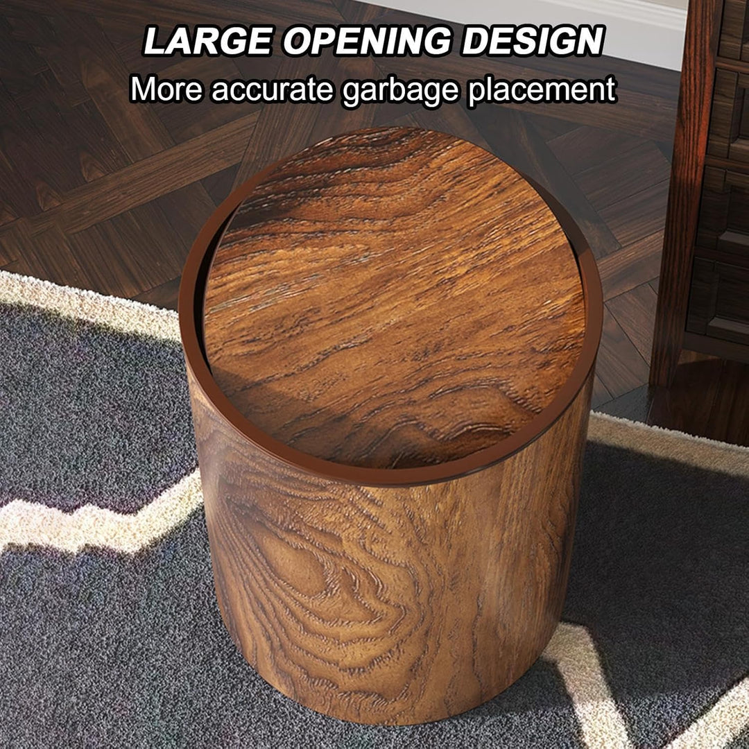 Abfalleimer für das Badezimmer mit Holz-Finish | Mülleimer mit Deckel mit Holzmaserung, Vintage-Abfa