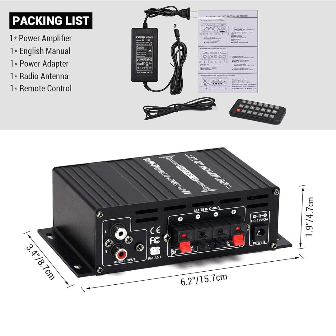 Bluetooth Verstärker HiFi Stereo Amplifier Max 800W- 2 Kanal Mini Audio Verstärker 40WX2 Class D Ver