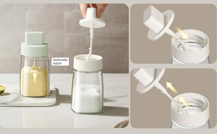 LOYUYU Küche Natrium Calcium Glas Gewürzgläser Gewürzboxen Set von 3, Gewürztöpfe Gewürzgläser, Komb