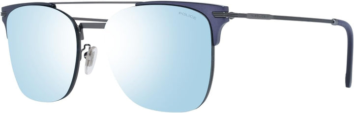 Police Unisex Highway Two 3 Sunglasses, Gunmetal Mat-Bleu Mat, 56