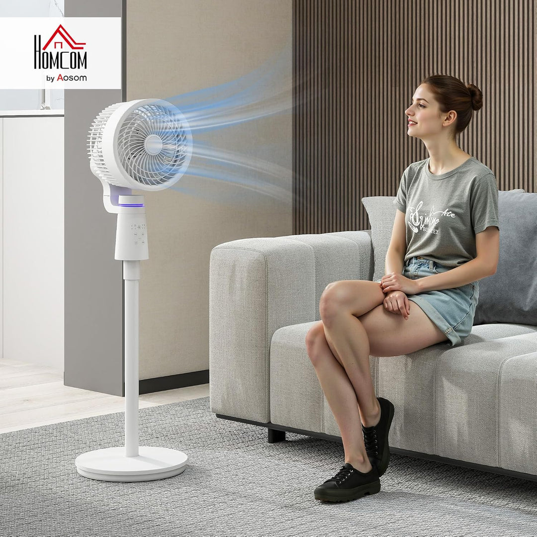 HOMCOM Standventilator Luftzirkulator Lüfter mit 3 Geschwindigkeitsstufen, Fernbedienung, Timer Vent