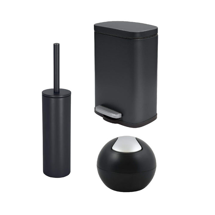 Spirella Kollektion Akira, Abfalleimer mit Pedal, 21,5 x 17,5 x 30 cm, 5 Liter, Stahl, Schwarz, 21,6