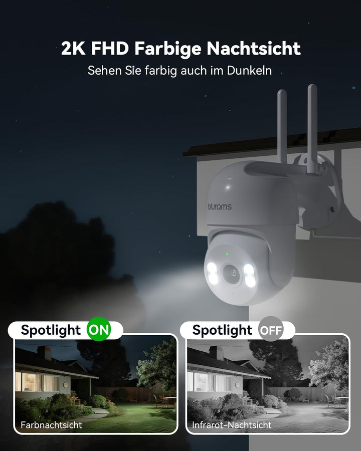 blurams Überwachungskamera WLAN Aussen Innen - 2K 3MP PTZ Kamera Überwachung mit 5G WiFi - bis zu 3X