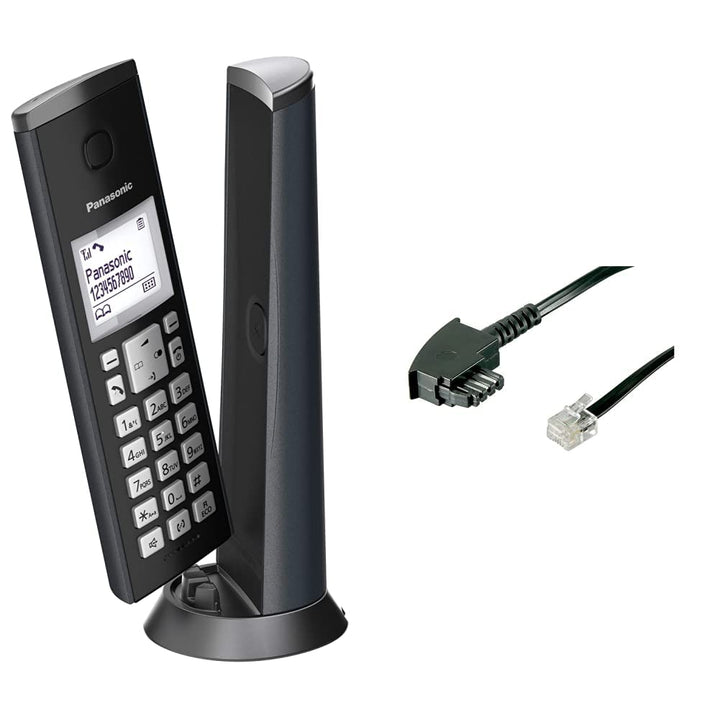Panasonic KX-TGK210 DECT, Anruferkennung, Schwarz & goobay TAE Anschluss-Kabel (TAE-F Stecker auf We