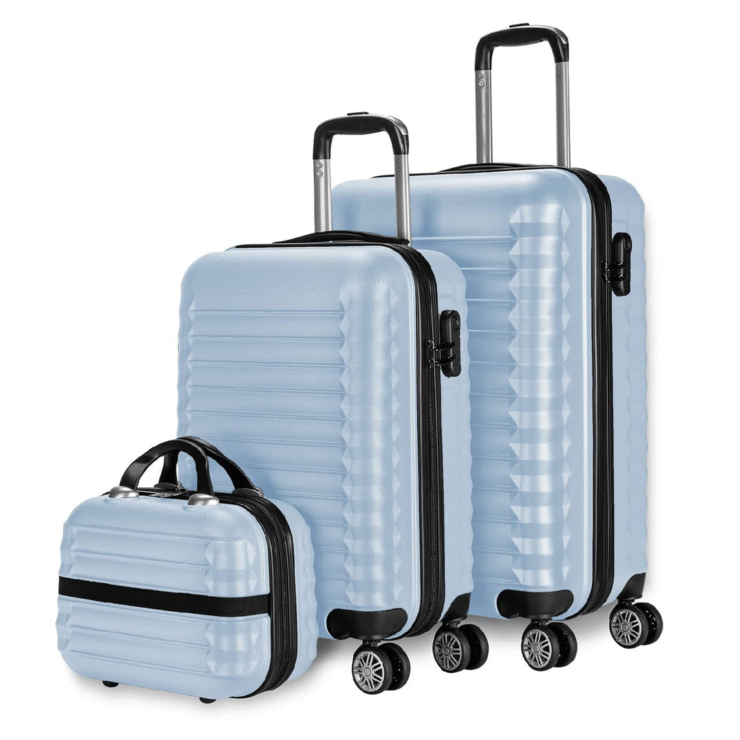 NUMADA - Gepäck-Set und Kulturbeutel 3 Stück Hellblau, mittel 63cm, klein 53cm und Kulturbeutel, ABS