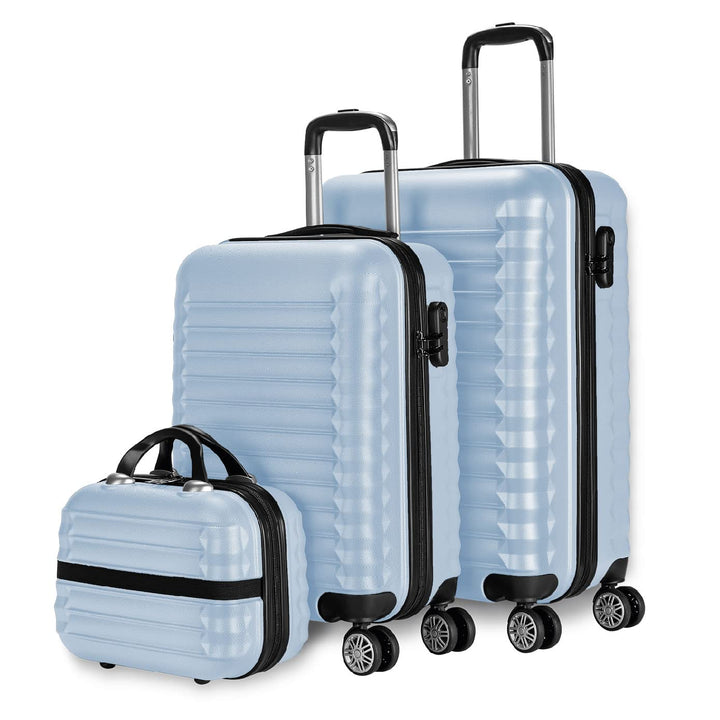 NUMADA - Gepäck-Set und Kulturbeutel 3 Stück Hellblau, mittel 63cm, klein 53cm und Kulturbeutel, ABS